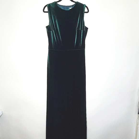 Revelry Cleo Velvet Maxi Dress Size 16 Green Cut Out Stretch Sleeveless Luxe - Picture 1 of 15